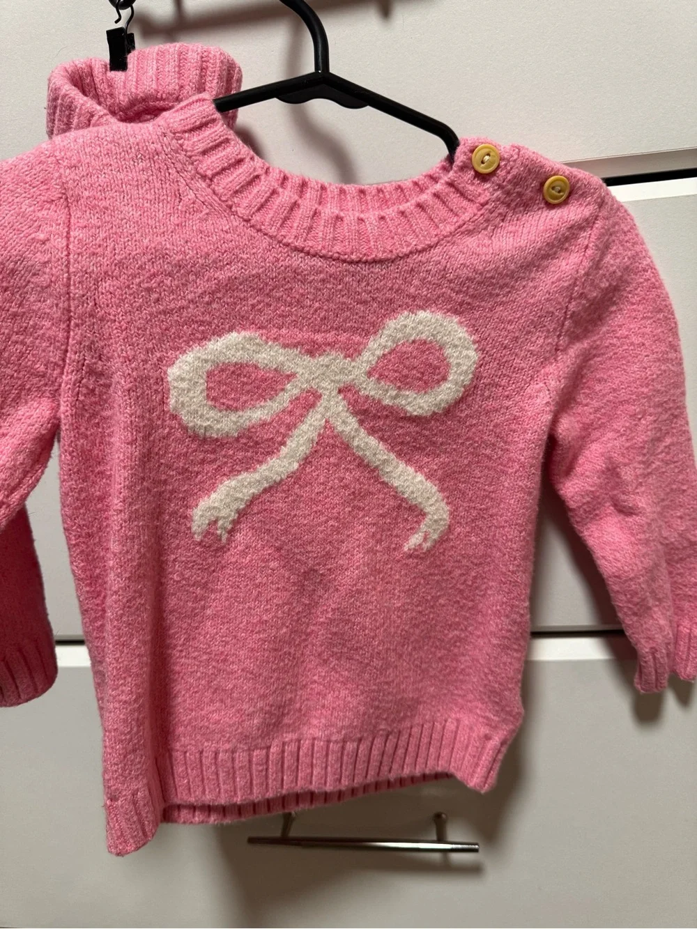 Old Navy Pink Sweater with Cream Bow set